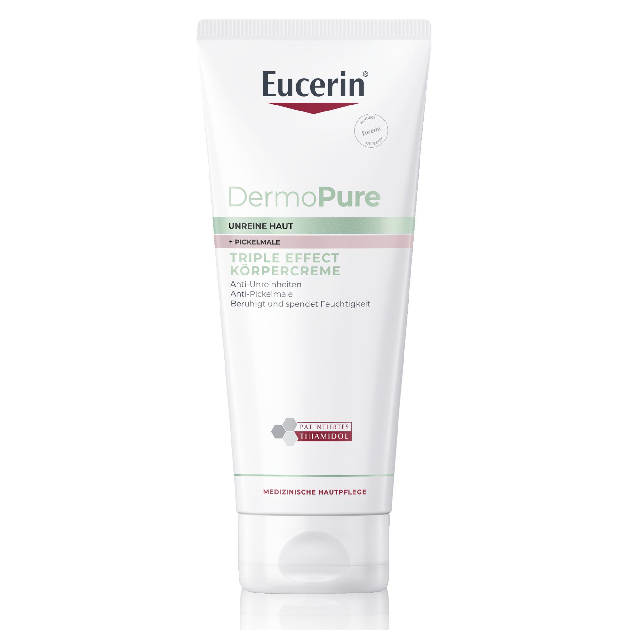 Eucerin® DermoPure Triple Effect Körpercreme – beruhigende Hautcreme zur Akne Behandlung – reduziert Pickelmale am Körper