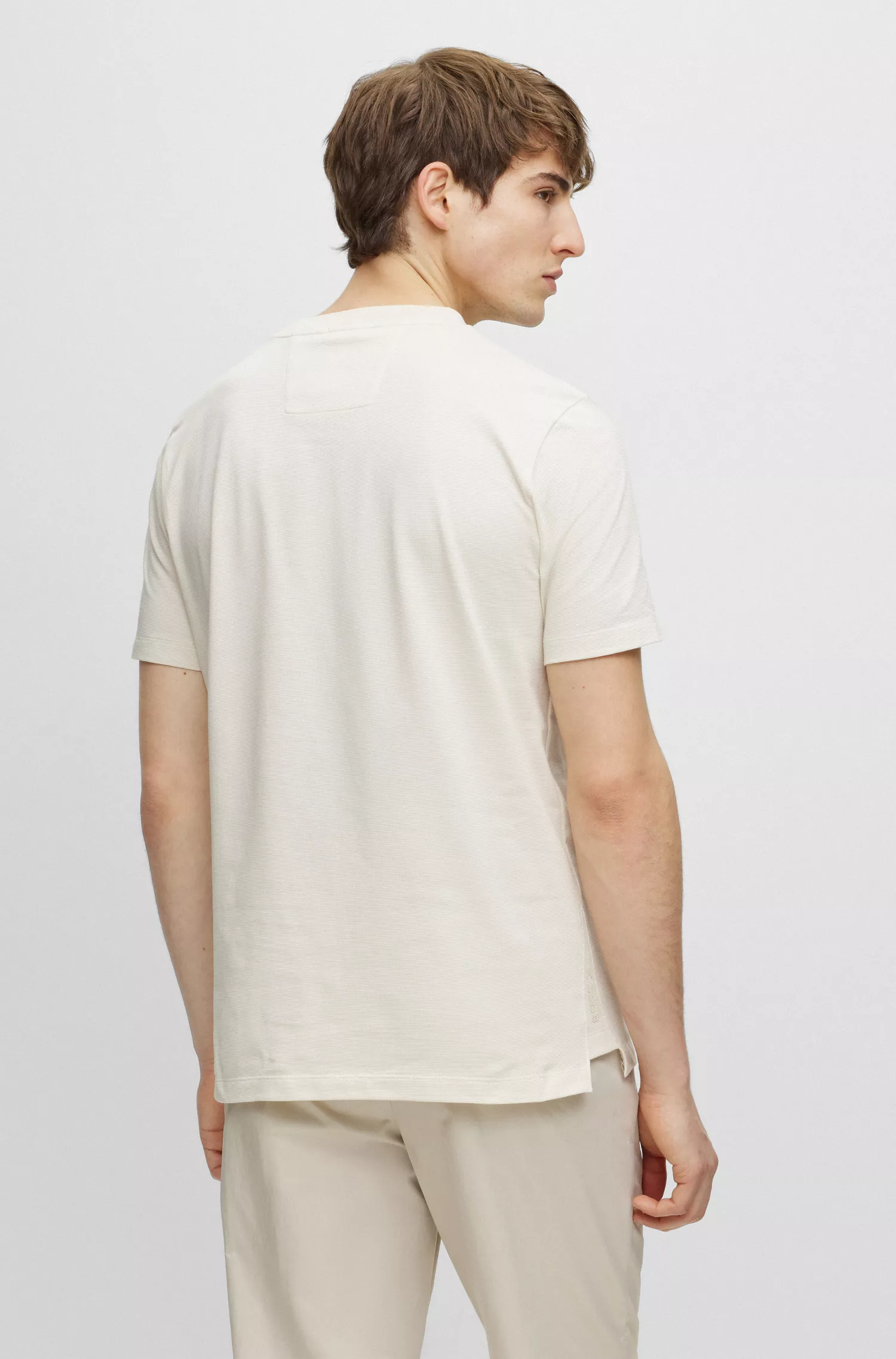 Camiseta BOSS preta em malha de algodão com logotipo estampado