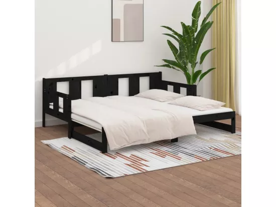 Lit coulissant sans matelas noir bois de pin massif