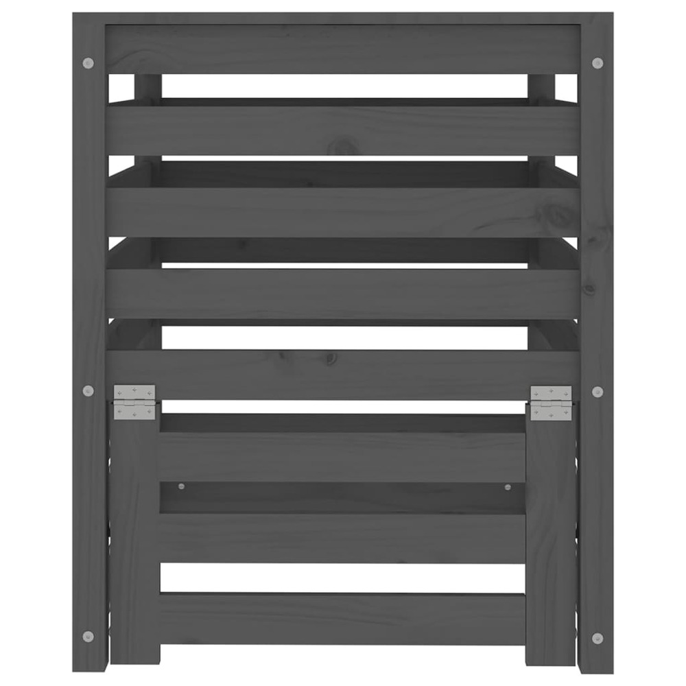 Composteur gris 63,5x63,5x77,5 cm bois massif de pin