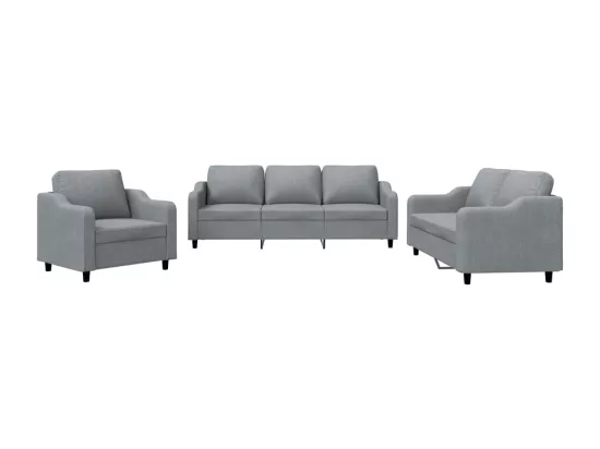 Ensemble de canapés 3 pcs avec coussins Gris clair Tissu