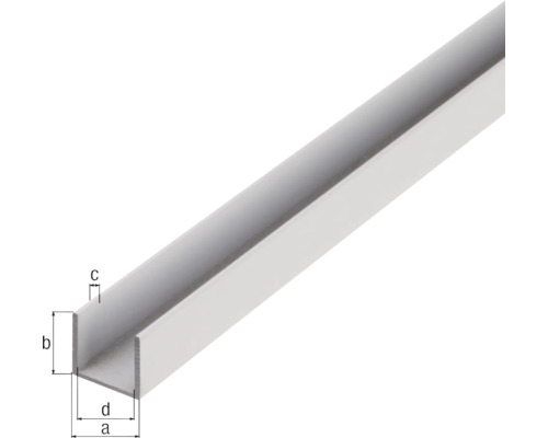 U-profiel aluminium naturel 15x15x1,5 mm, 2 m