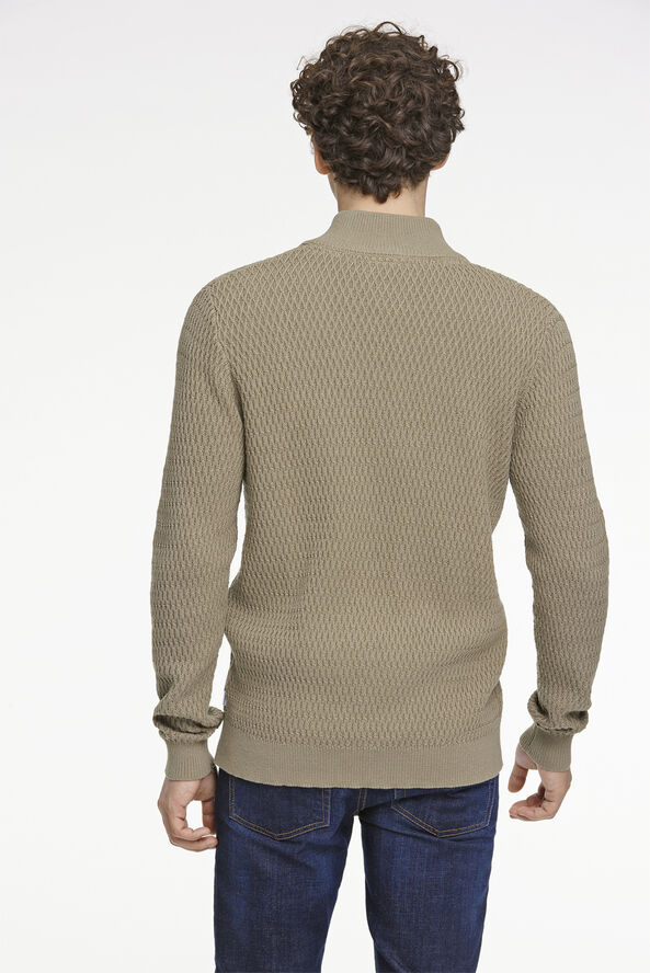 Lindbergh Zip through structure cardigan Dk khaki