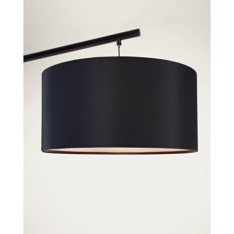 Lampadaire Ciana en métal finition noire et abat-jour en coton