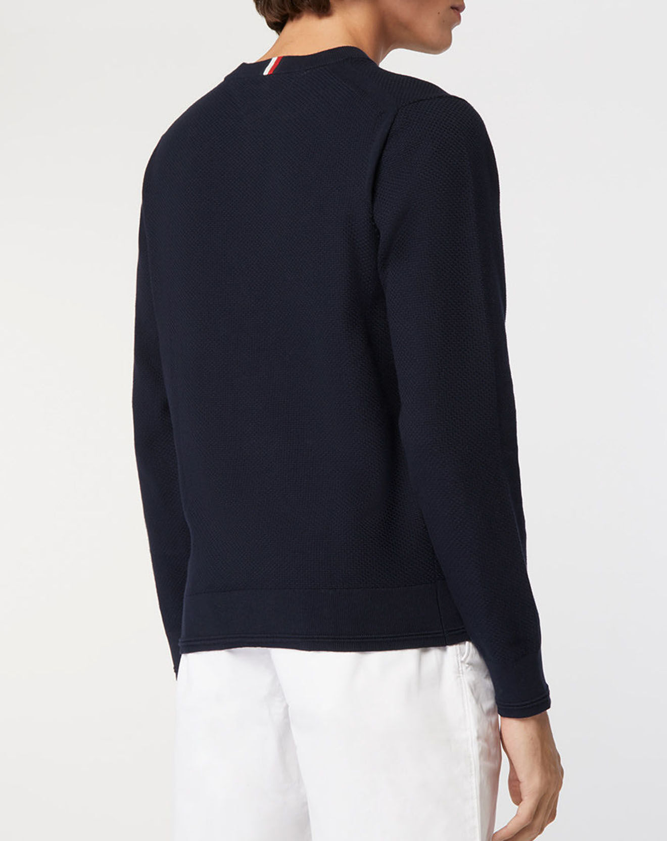 Tommy Hilfiger Pull 100% Coton Bio Basket Weave Structure bleu marine