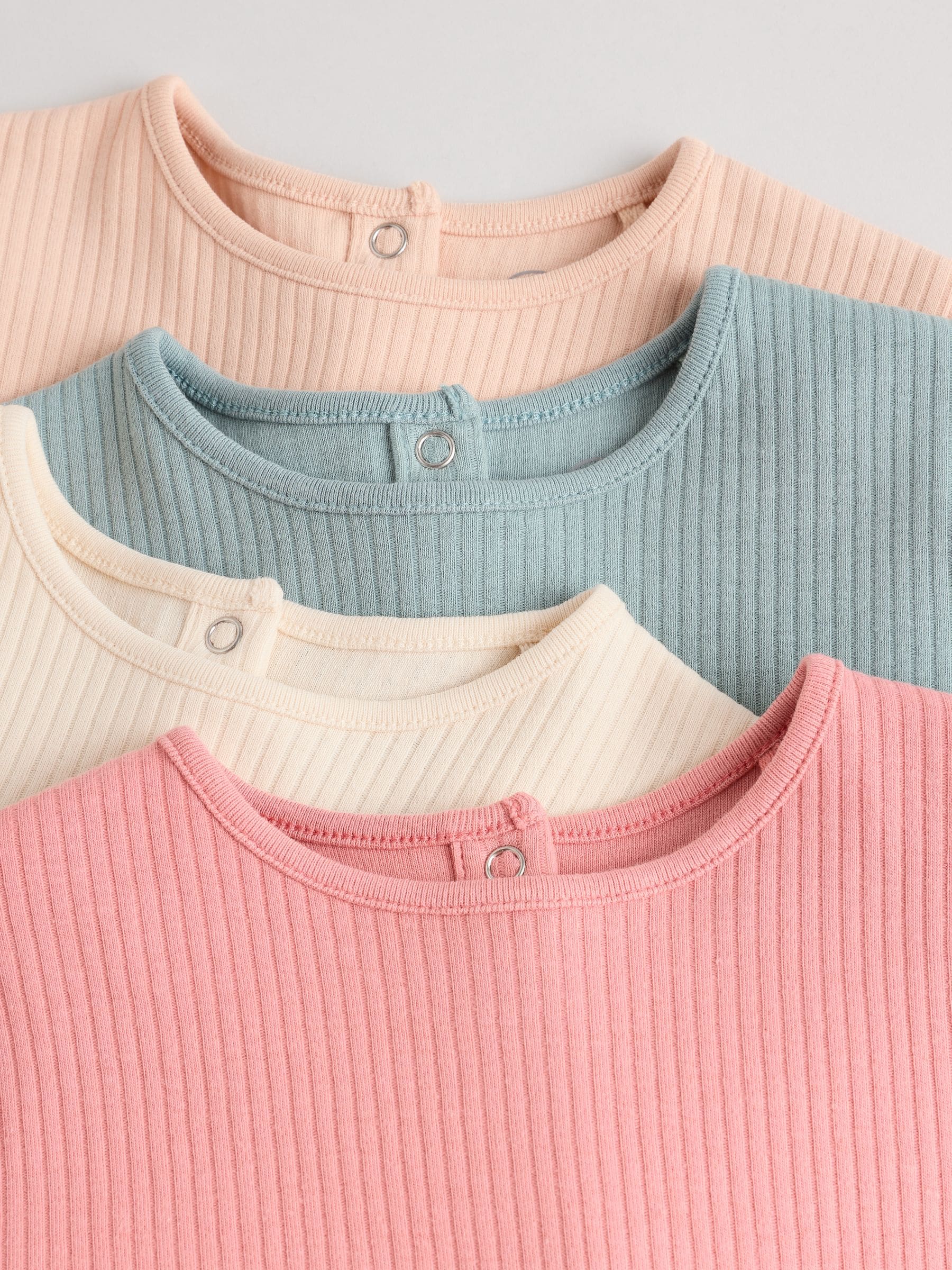 Roze - Baby Peplum Tops met Lange Mouwen 4 Pack (0mnd-2jr)