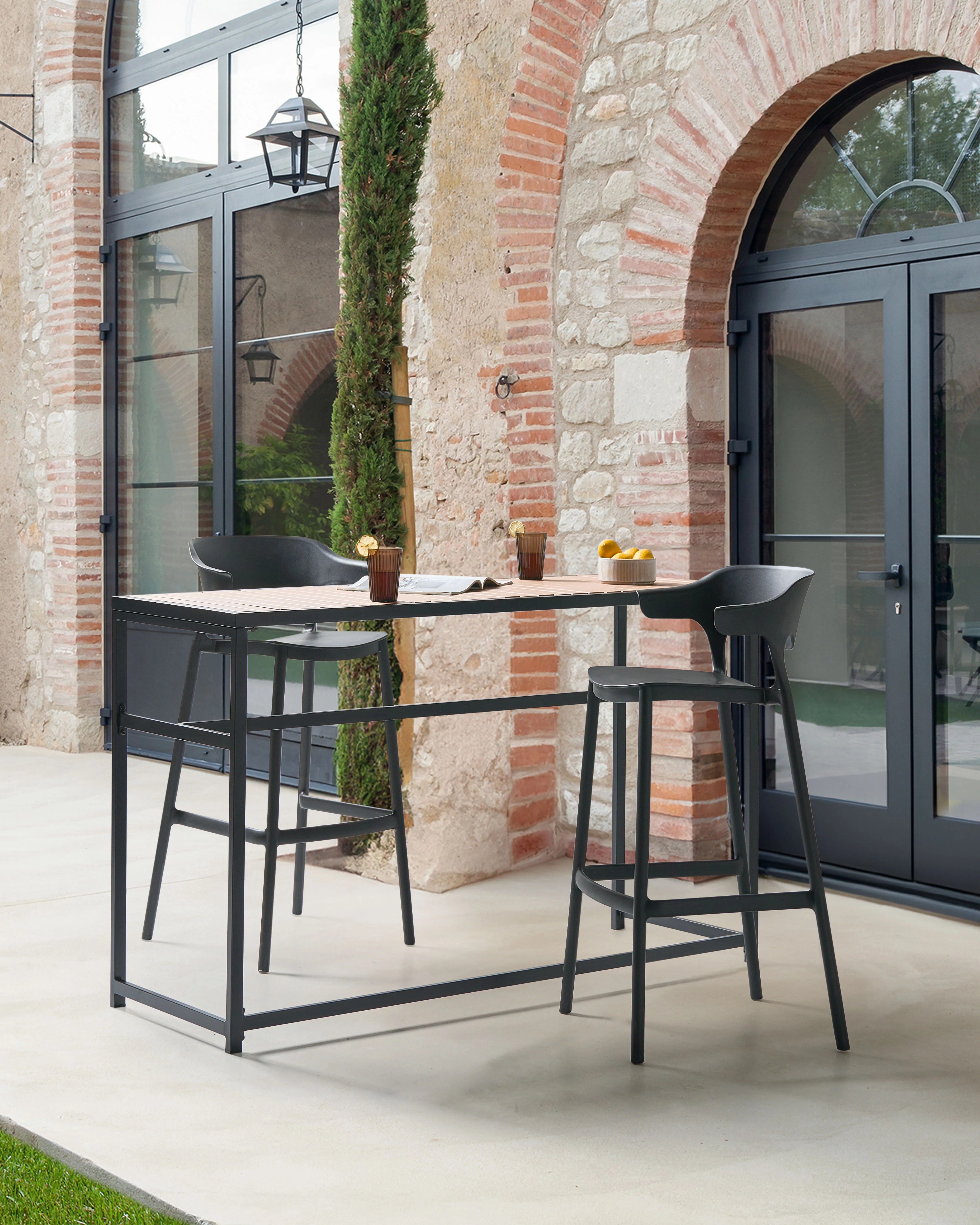 Set van 2 tuinbarkrukken GUBBIO Zwart