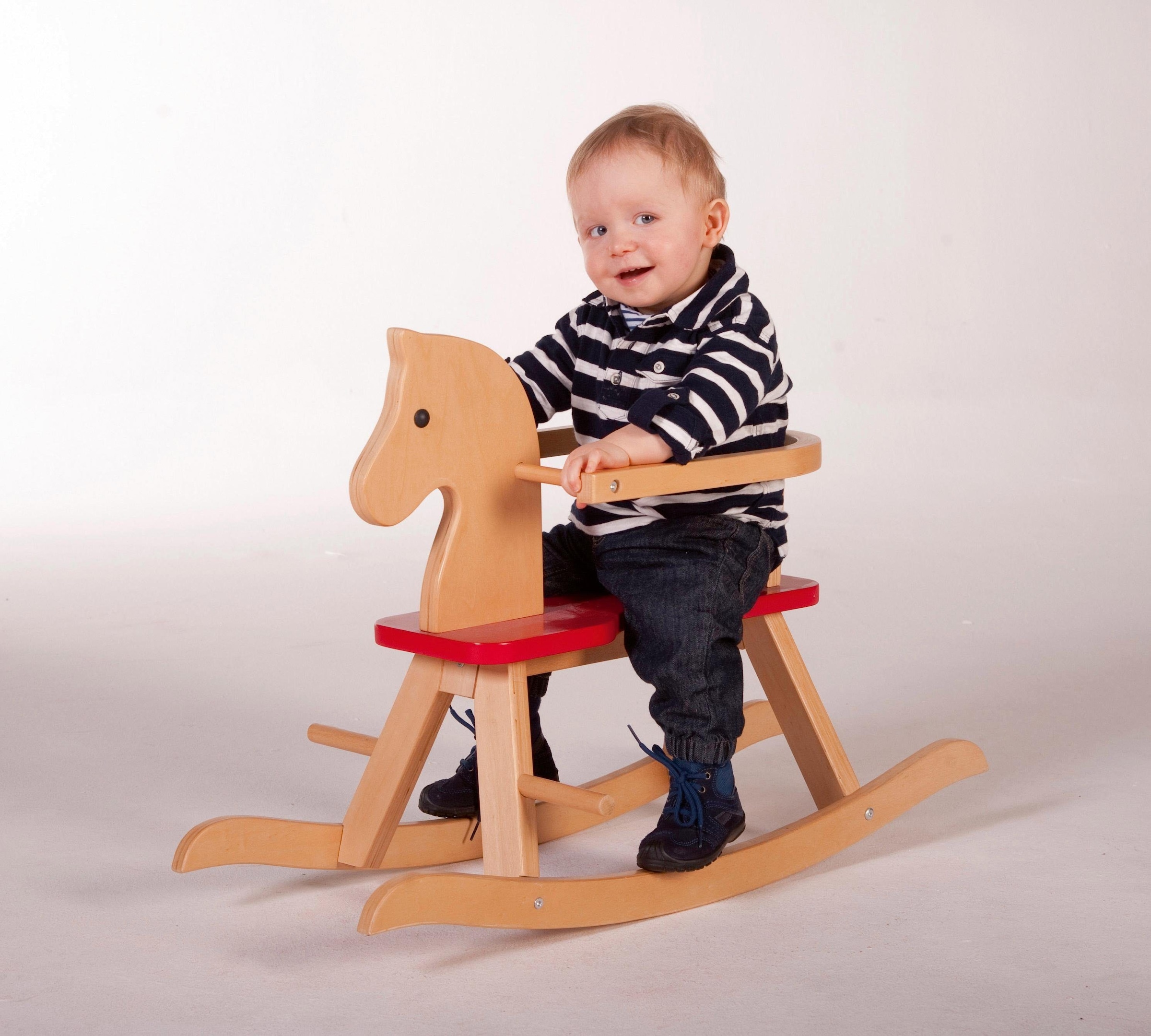 roba® Schaukelpferd »Natur/Rot« aus Holz