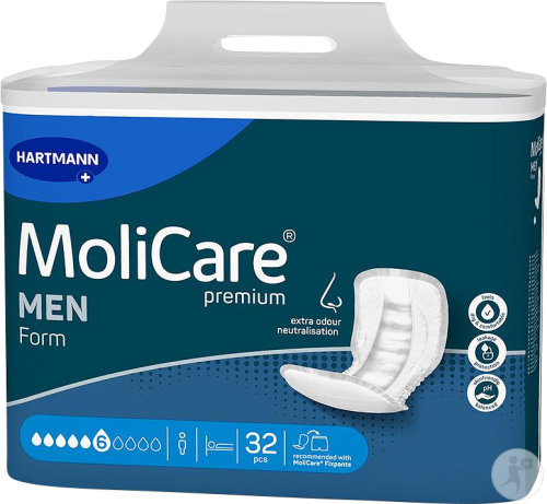Hartmann MoliCare Premium Men Form Serviette Incontinence 6 Drops 32 Pièces