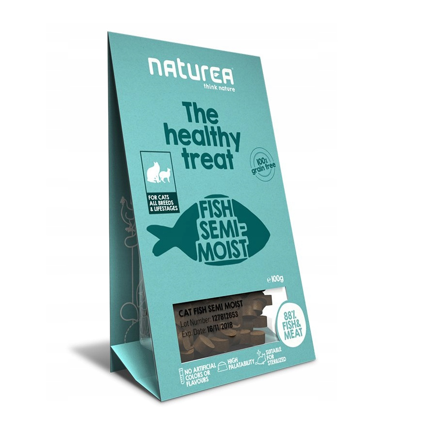 Petiscos de peixe Naturea para gatos