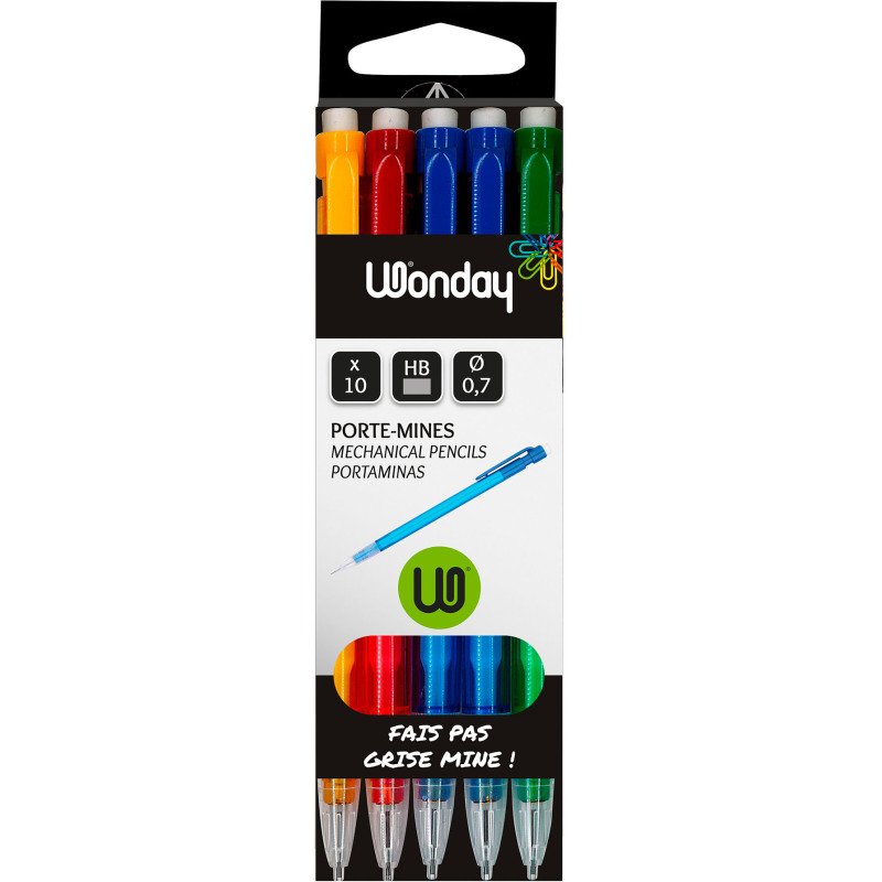 Portemine jetable Wonday pointe 0,7 mm HB - Lot de 10