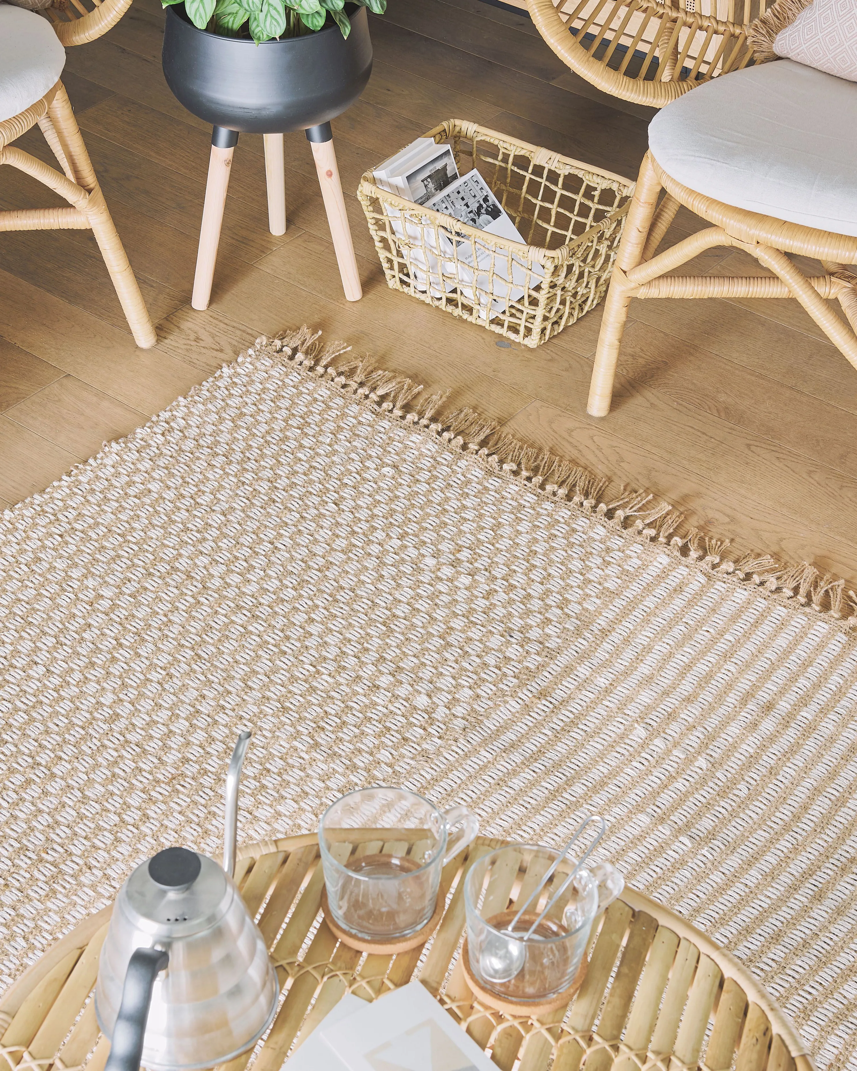 Vloerkleed ADABAG Beige 140 x 200 cm Jute
