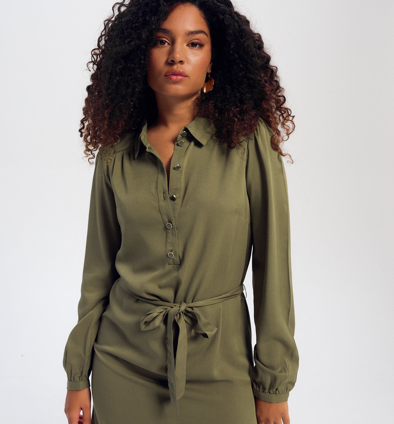 Robe-chemise courte Femme - Kaki