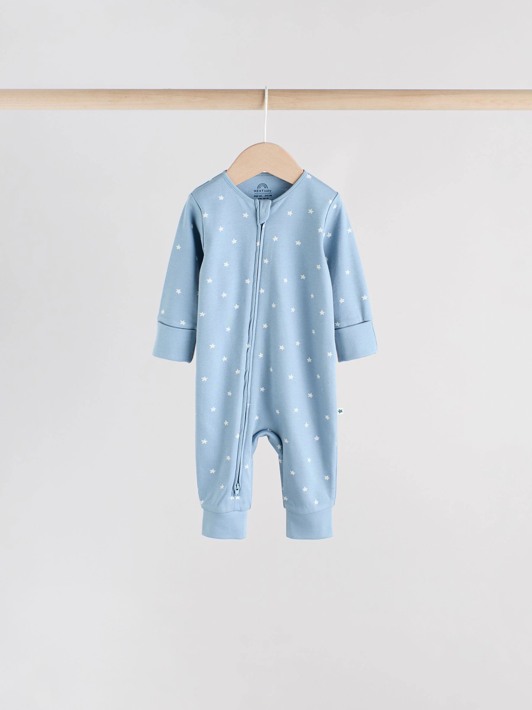 Blauw - Verpakking van 4 Baby slaappakjes zonder voetjes met tweewegrits (0mnd-3jr)