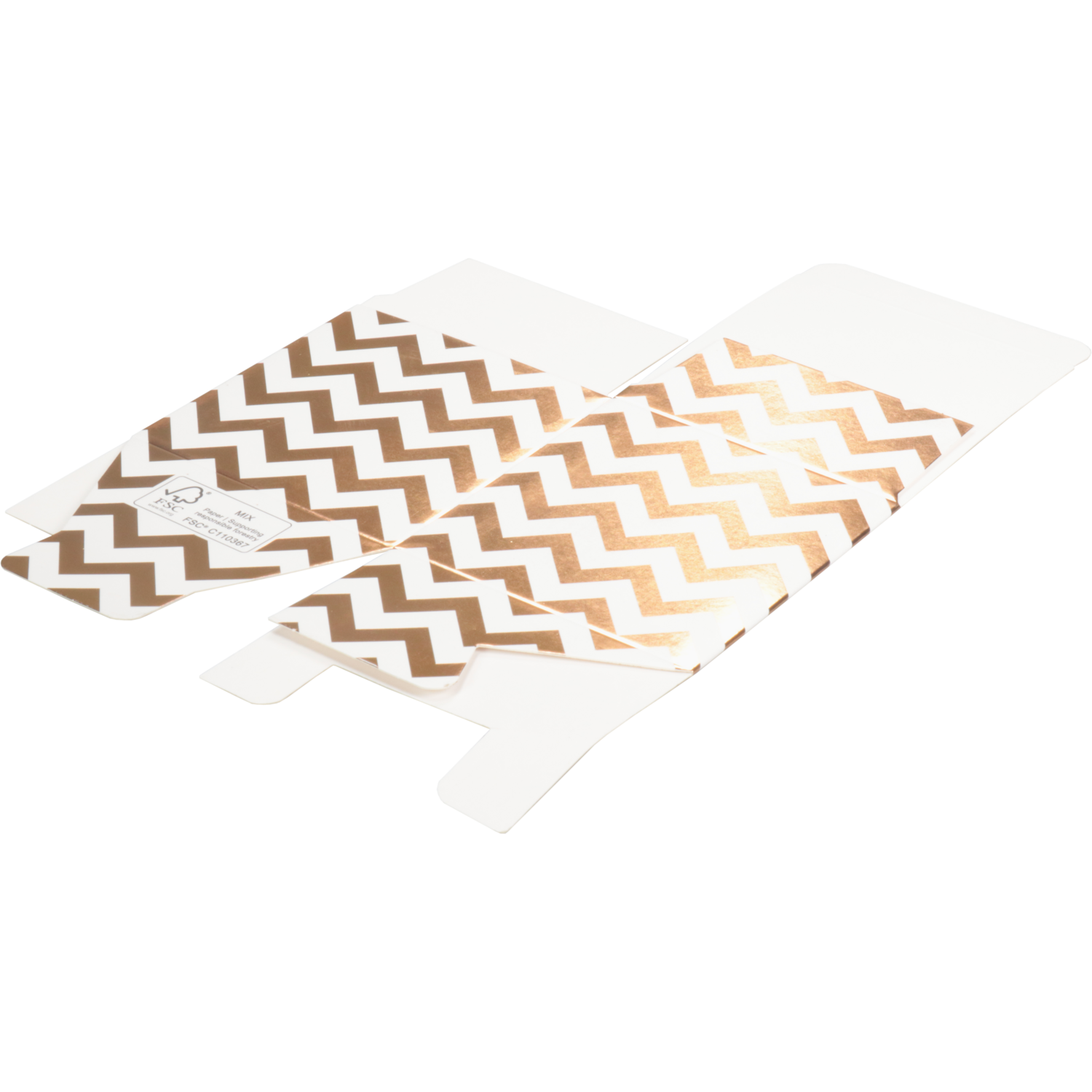 Geschenkdoos, Chevron, karton, 8x8x8cm, wit/goud