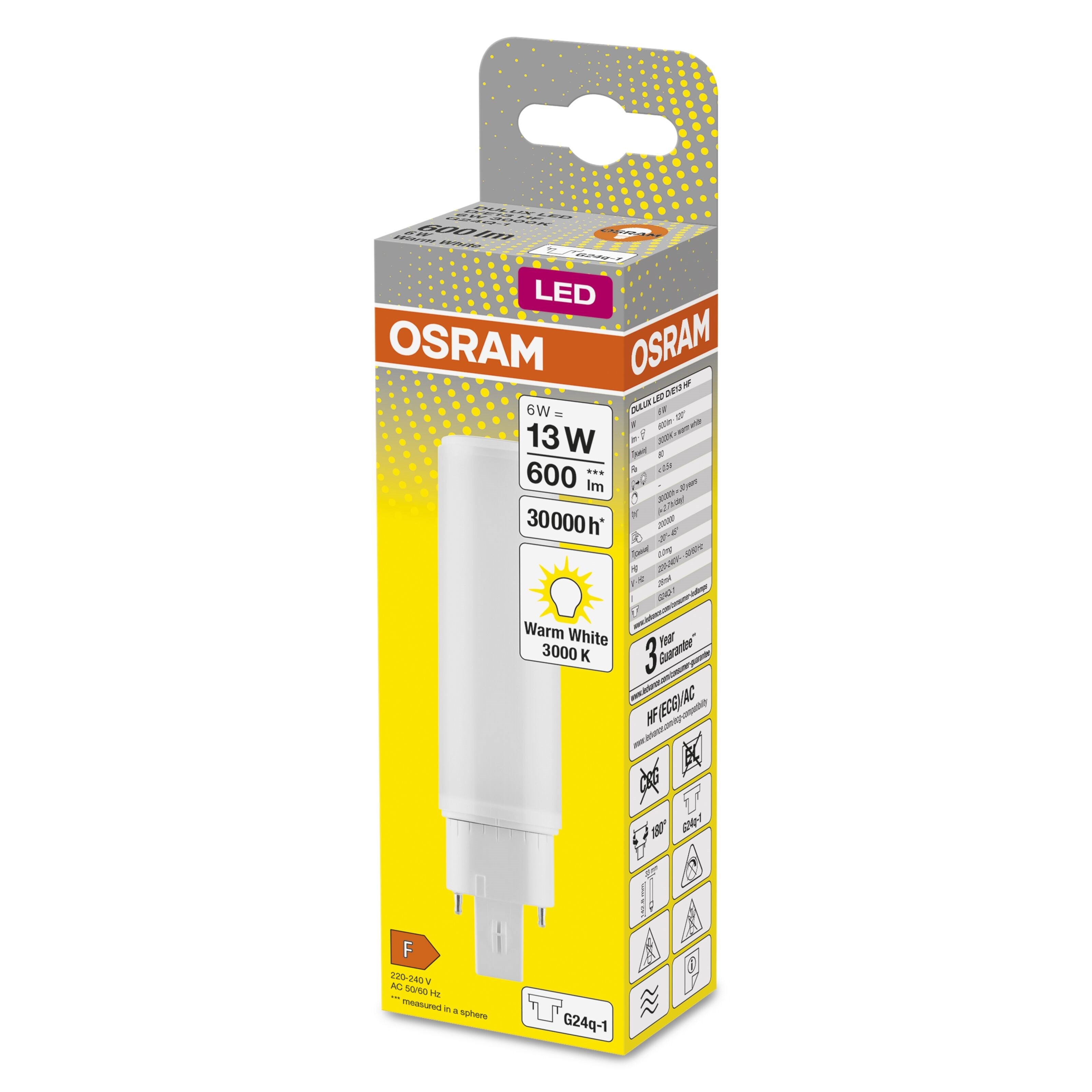 Osram LED-kompaktlysrør G24Q 600 lm