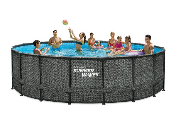 Summer Waves Frame Pool Rattan, grau