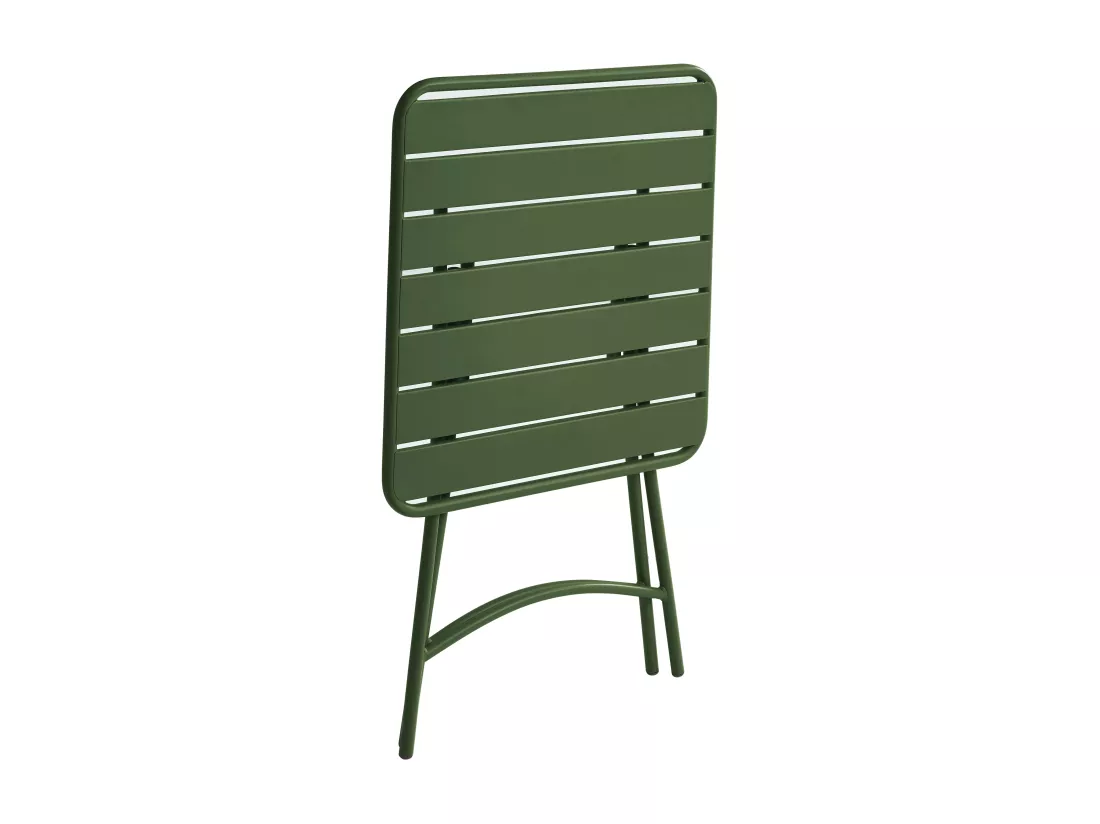 Salle à manger de jardin pliante en métal - une table L.60 cm et 2 chaises pliantes - Kaki - MIRMANDE de MYLIA