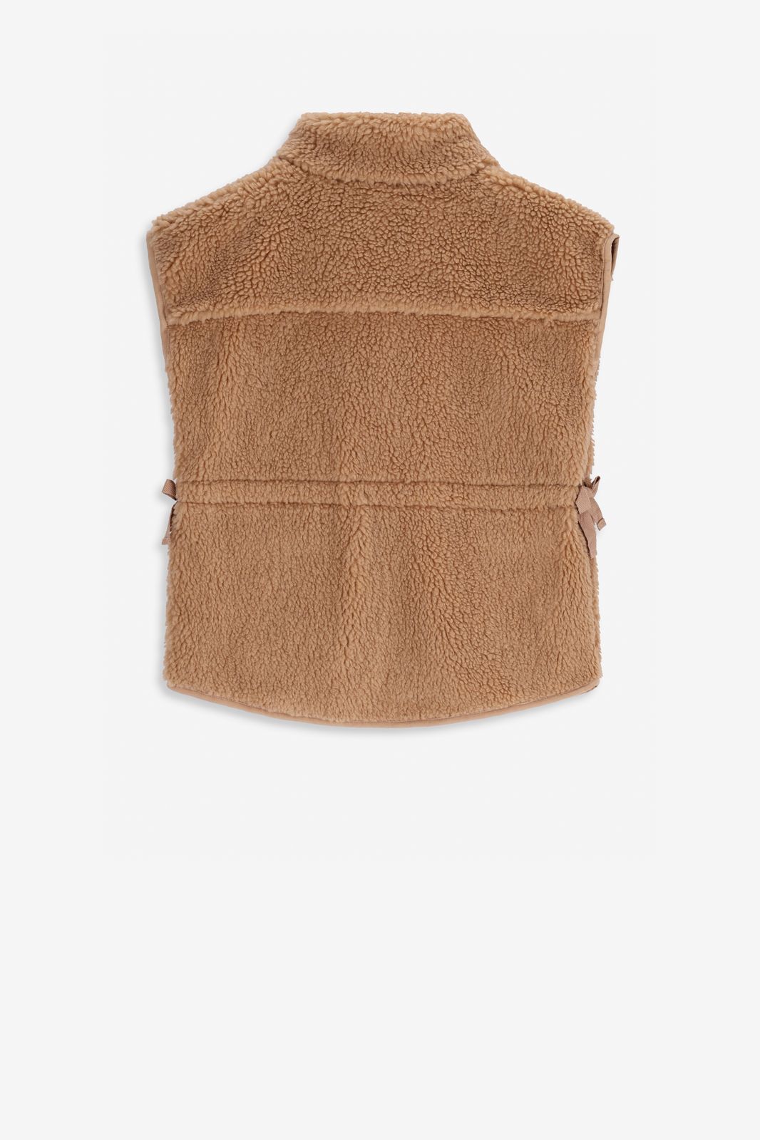 Lichtbruine teddy gilet met aantrekkoord