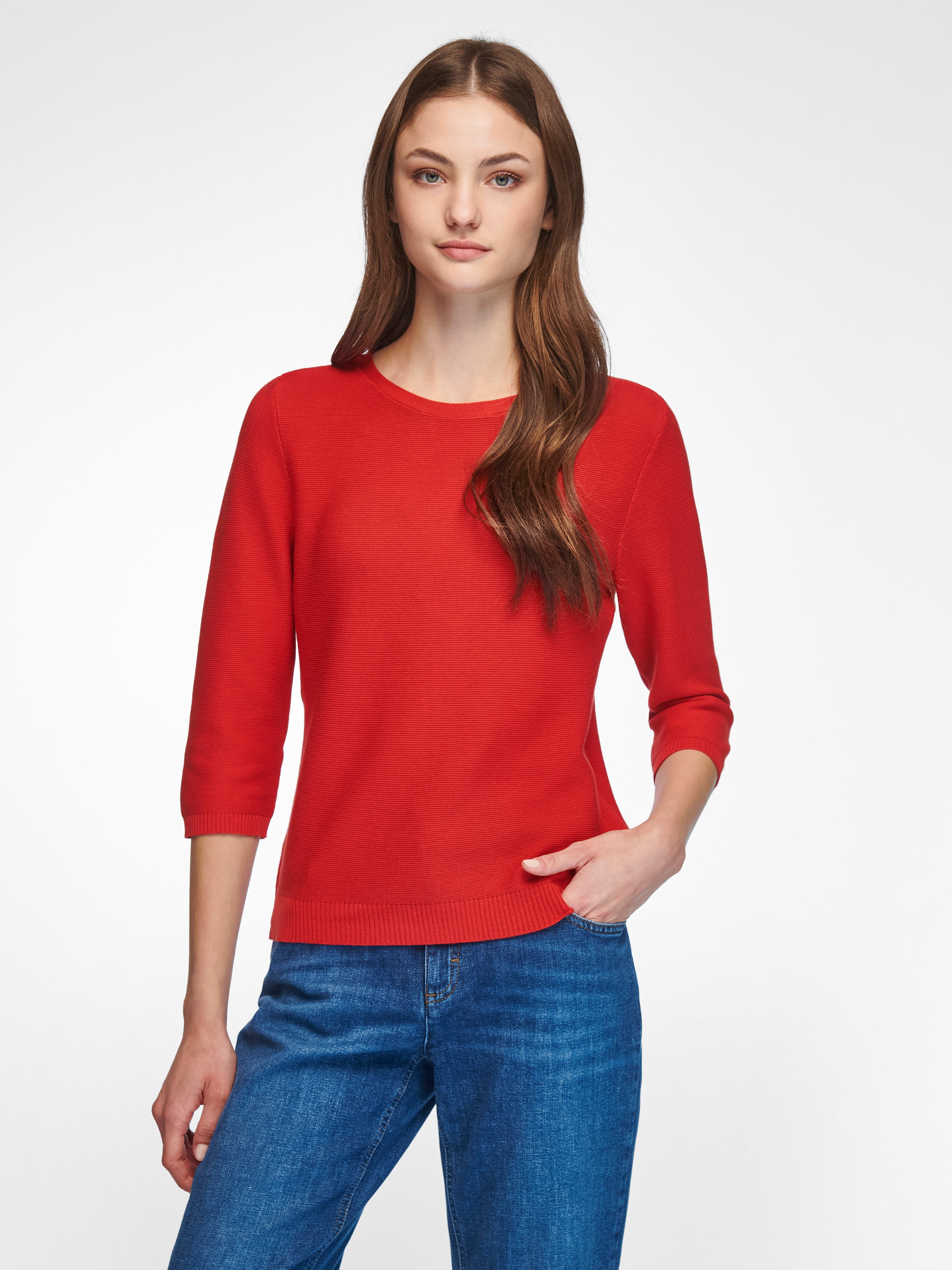 Rundhals-Pullover mit 3/4-Arm