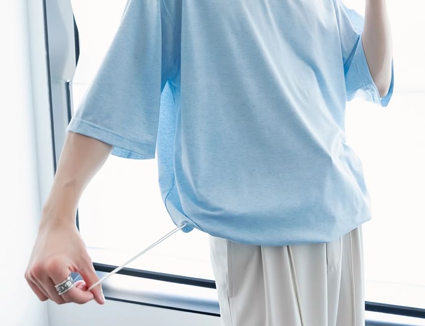 CHIC ERRO - Effen T-shirt met ronde hals en elleboogmouwen