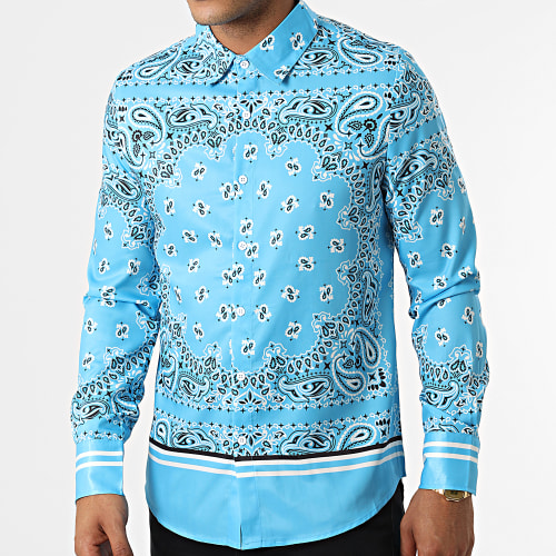 Chemise Manches Longues Bandana Bleu