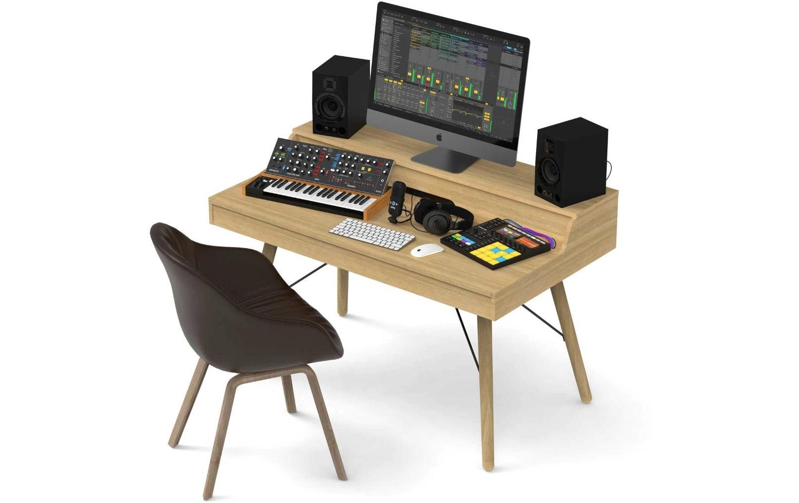 Vintage Music Station Box 1/2<br>Kombination aus DJ-Tisch, Studio-Workstation und Plattenaufbewahrung.