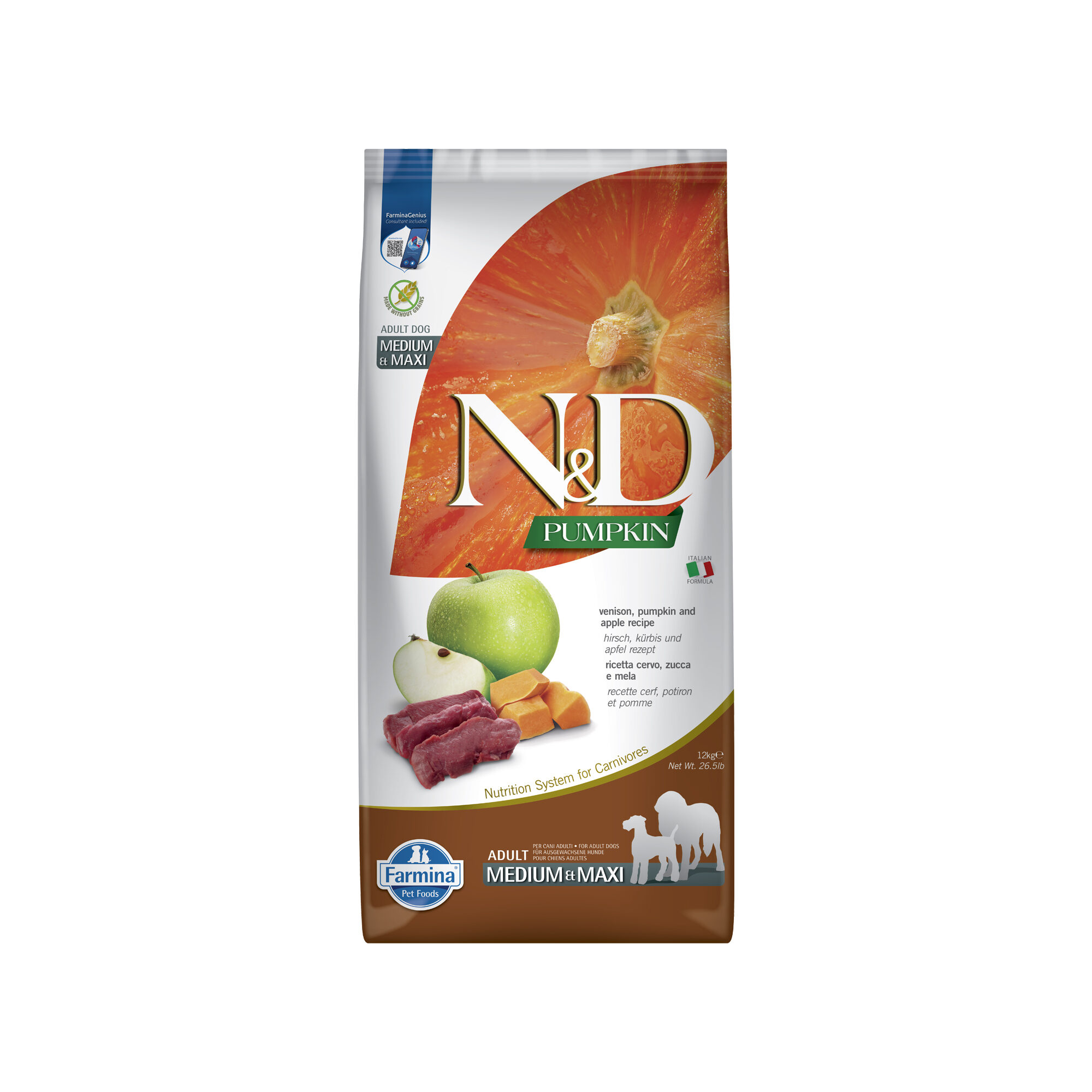 Farmina N&D Pumpkin Hert en Appel Adult Dog Medium & Maxi