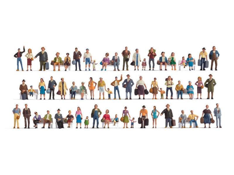 NOCH Figuren Mega-Set 60 Stück, H0 Figuren für H0 Modelleisenbahnen