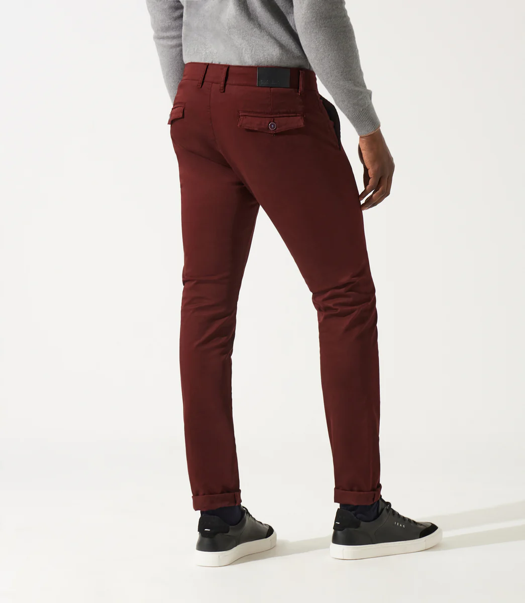 Pantalon chino satin bordeaux VANAMA