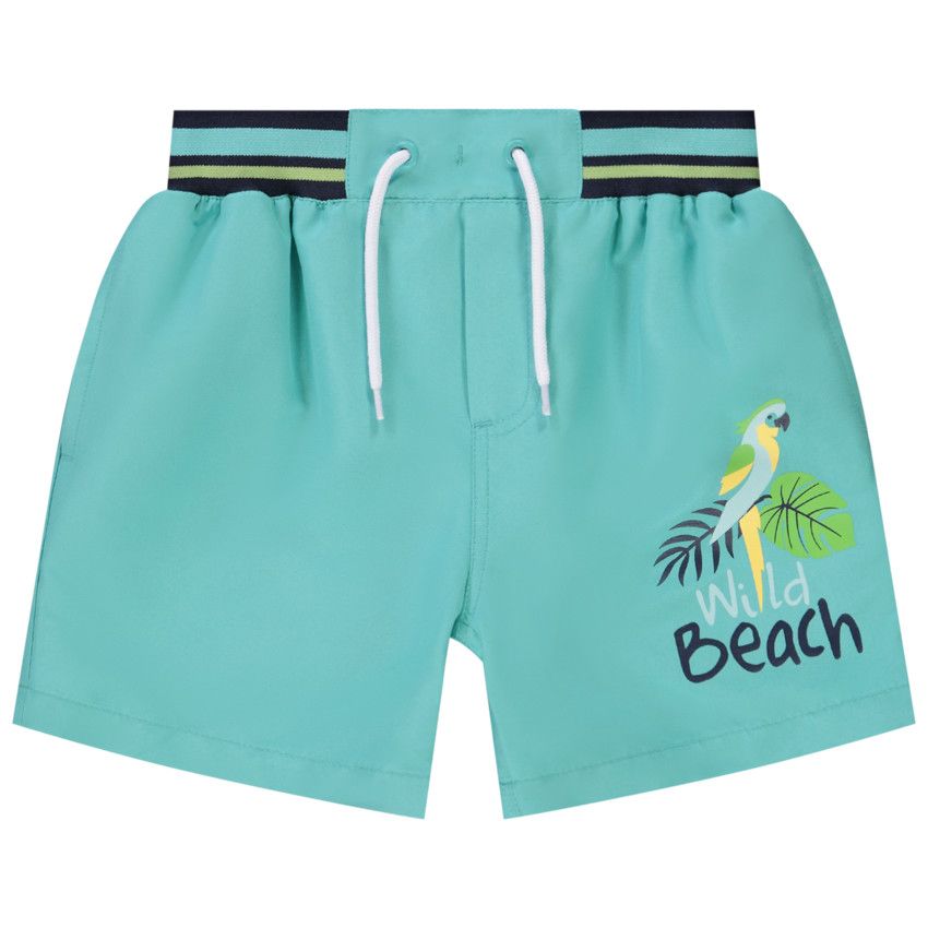 Short de bain en microfibre polyester print fantaisie pour garçon - Vert