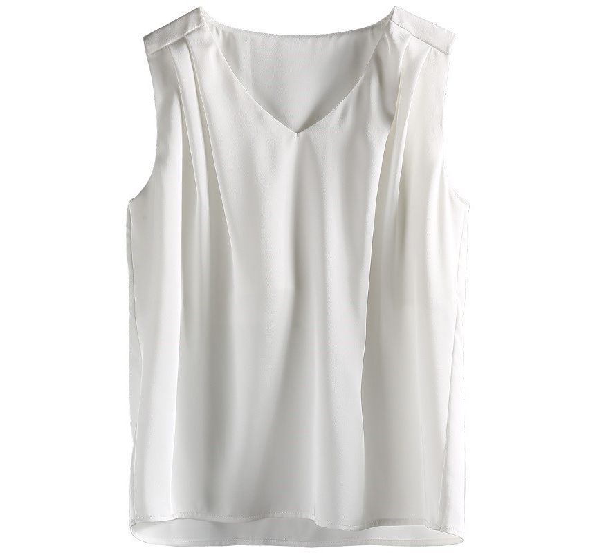 EFO - Mouwloze V-hals blouse van effen chiffon