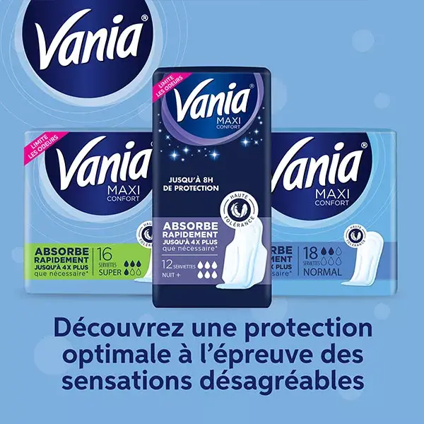 Absorventes noturnos Vania Maxi Night+, pacote com 12 unidades