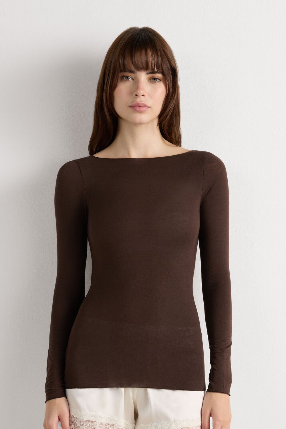 Blusa ultraleve de cashmere com decote canoa