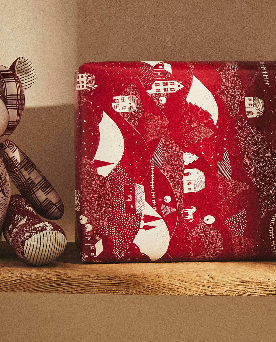 PAPEL DE EMBRULHO COM PAISAGEM DE NATAL