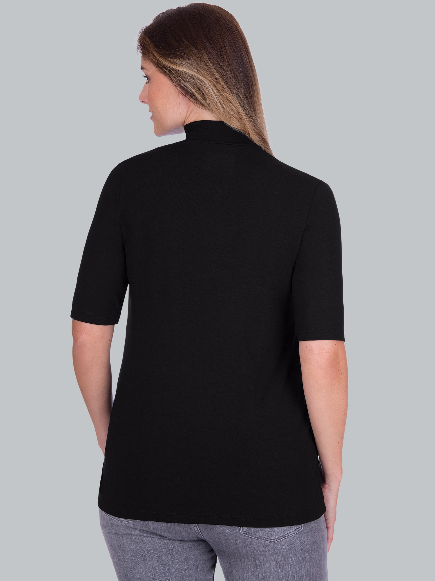 T-Shirt mit elastischem Stehkragen Schwarz