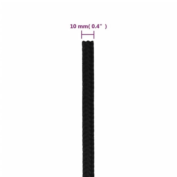vidaXL Arbeidstau svart 10 mm 25 m polyester
