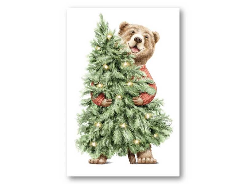 Julekort, Bamse med Juletre