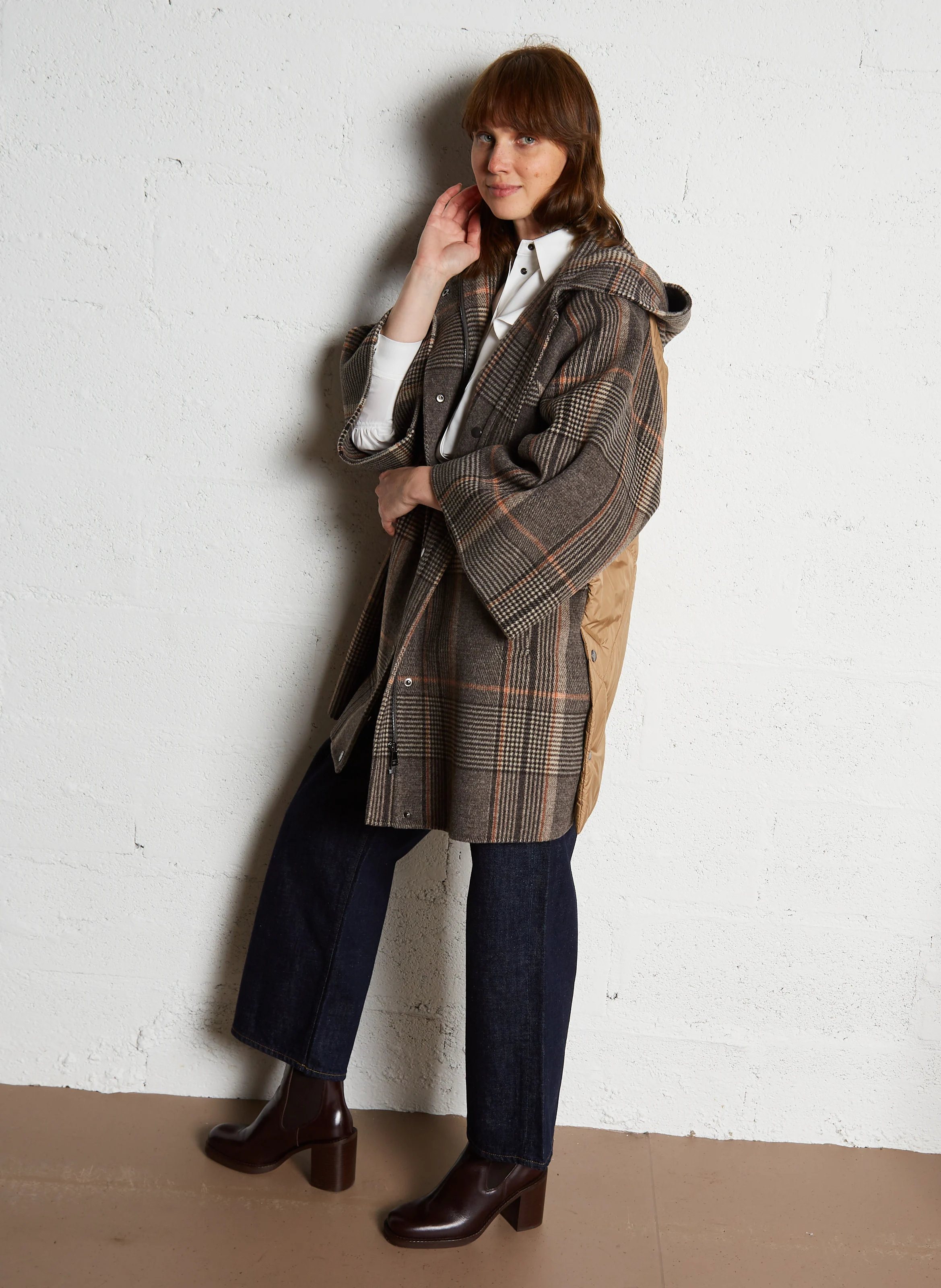 AGITARE - Manteau à carreaux en laine | Noir