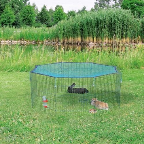 Gaiola/recinto verde para coelhos, para uso externo.
