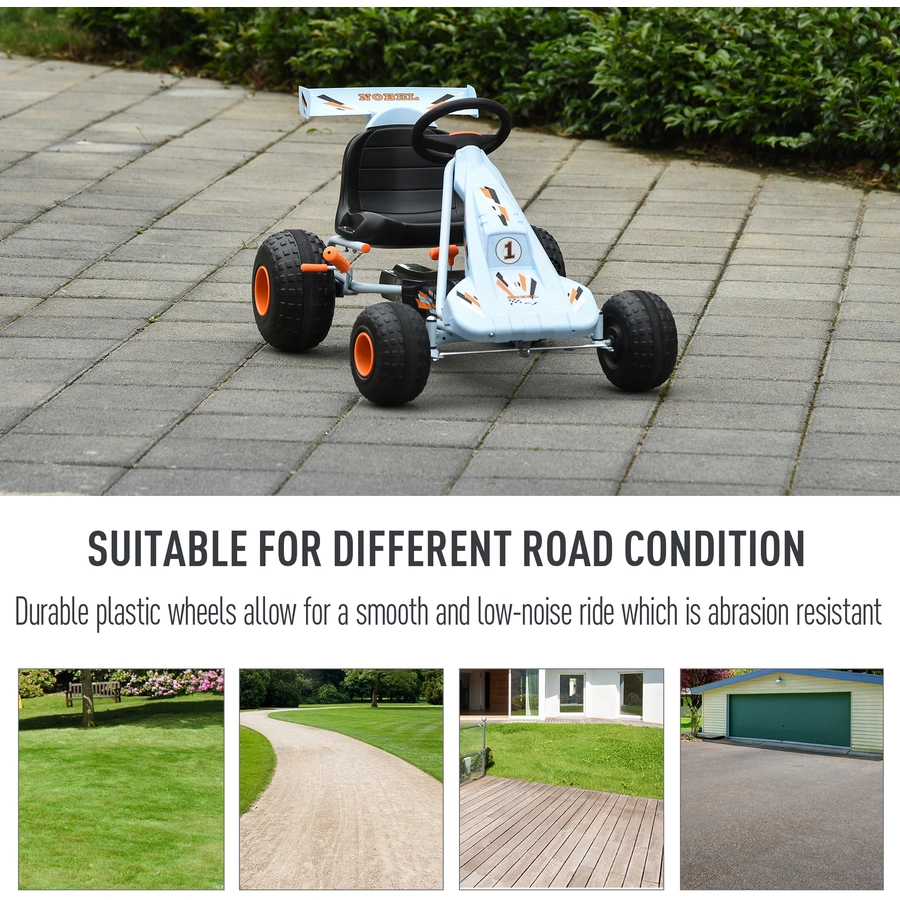 HOMCOM Kinder Go-Kart mit Handbremse hellblau