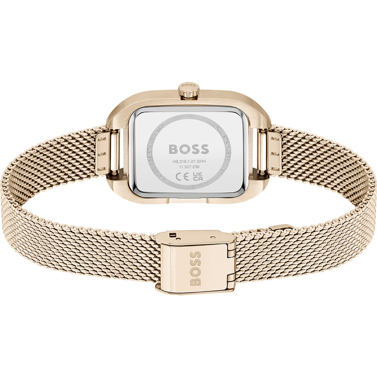 Montre BOSS Business femme bracelet acier doré rose