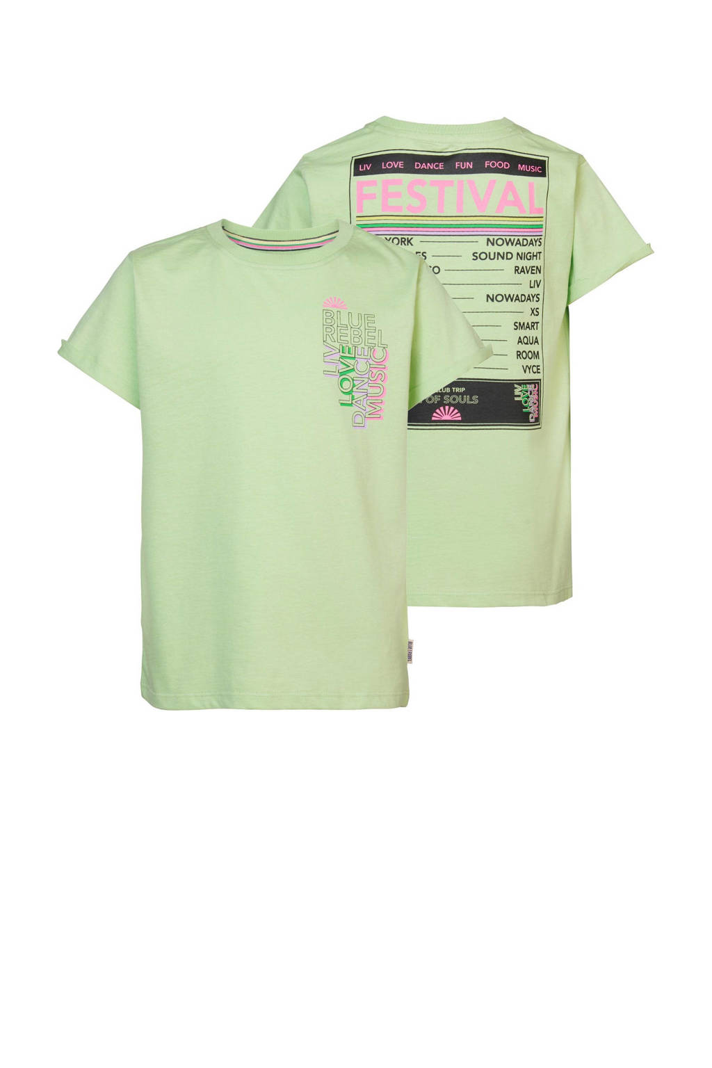 Blue Rebel T-shirt Ime met tekst groen