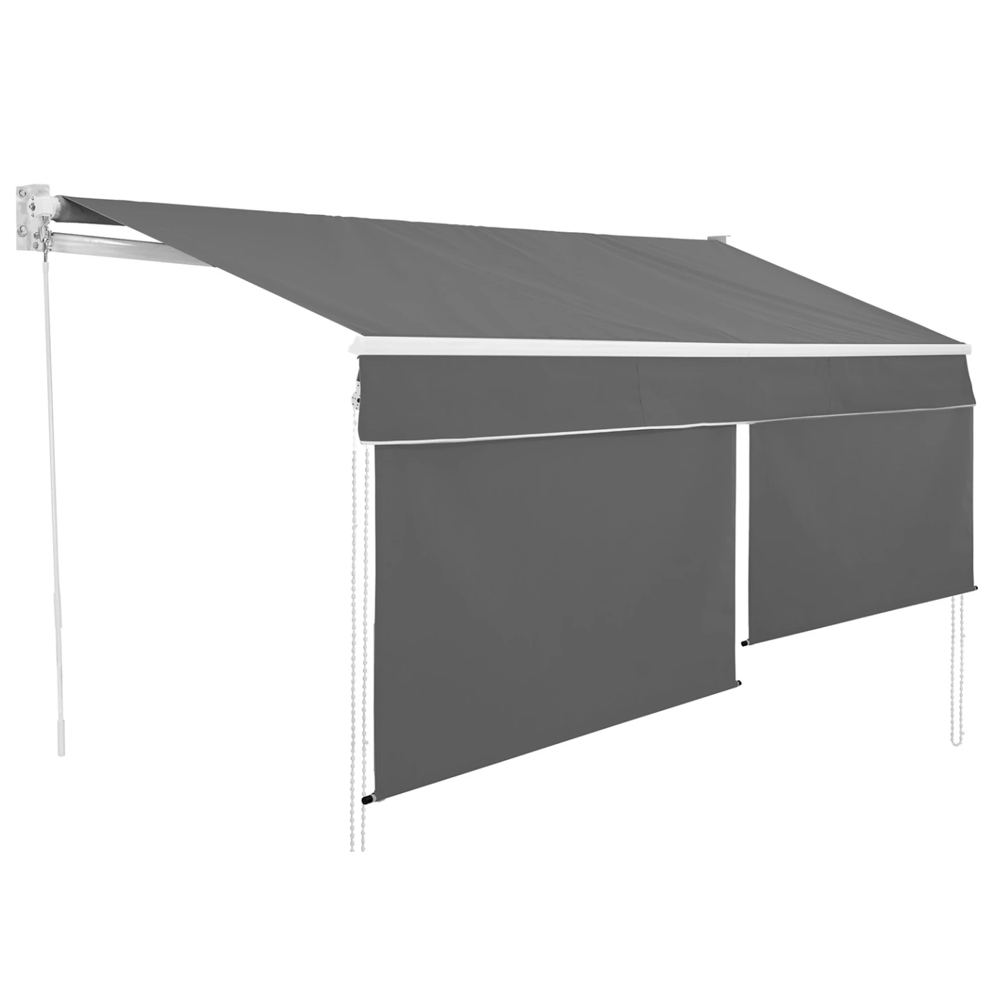 Store banne manuel 3x2 M gris anthracite lambrequin H.1,50 M