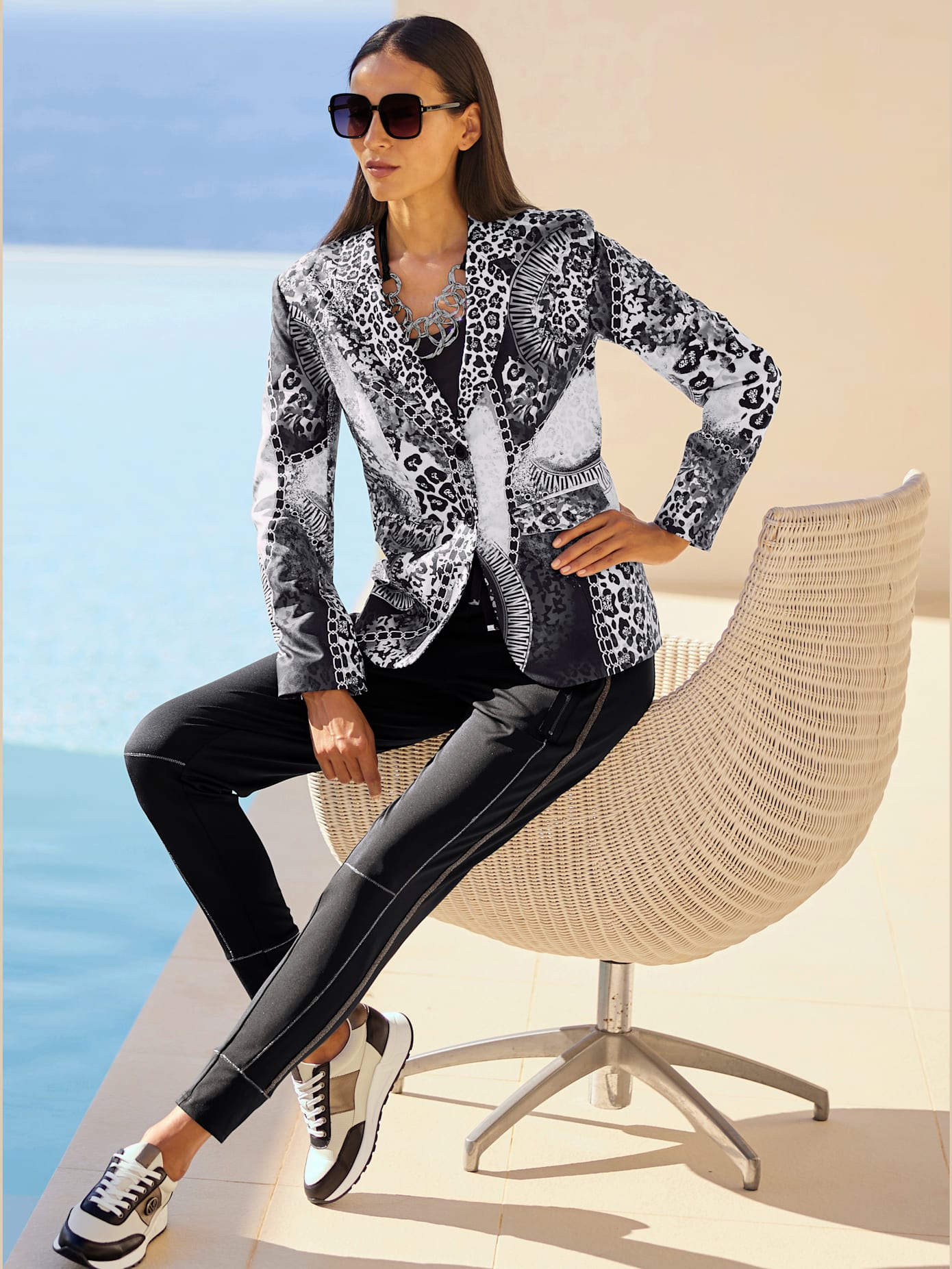 Blazer imprimé mélange de motifs tendance