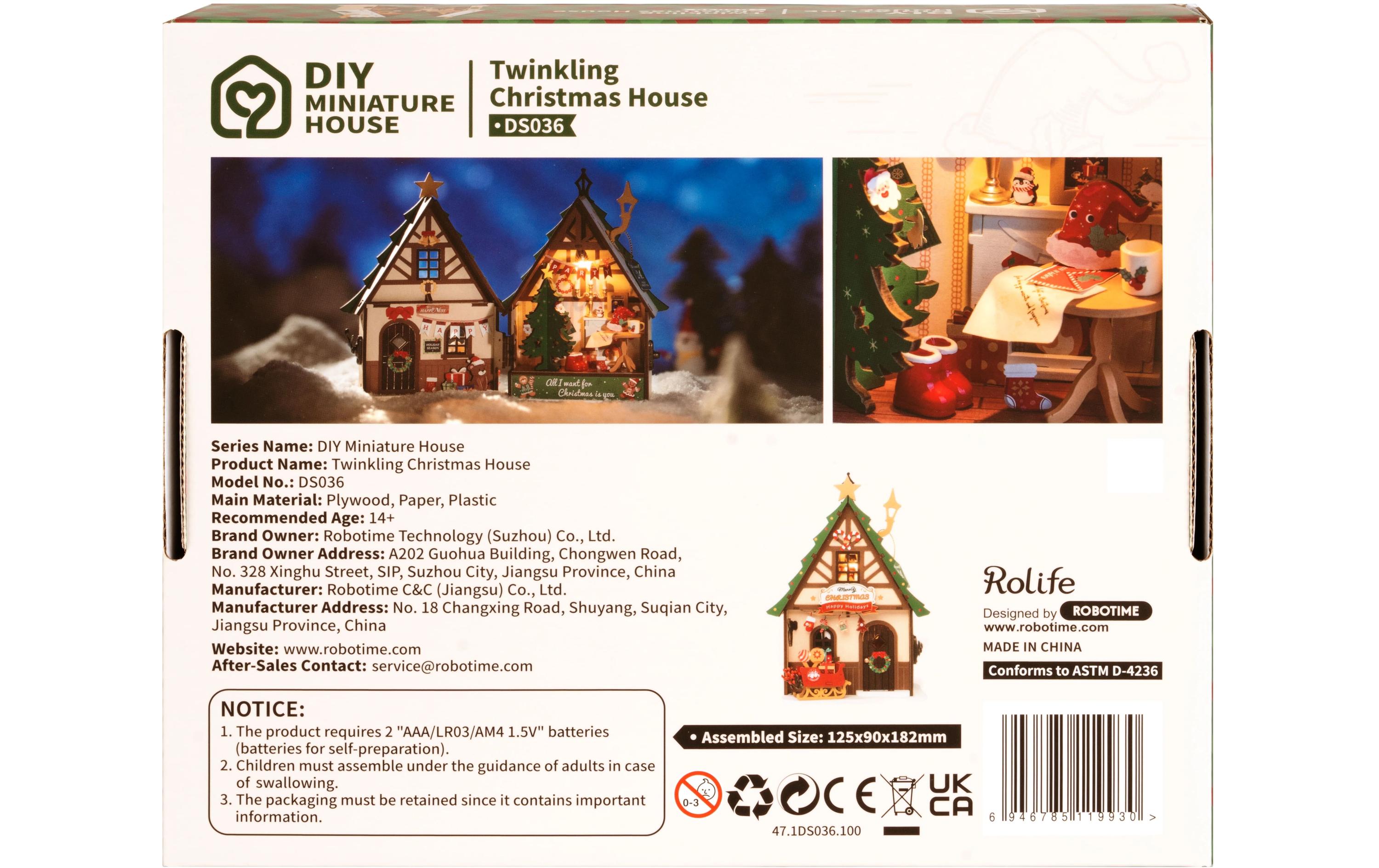 Bausatz Funkelndes Weihnachtshaus3D-Puzzle aus lasergeschnittenen Holzteilen