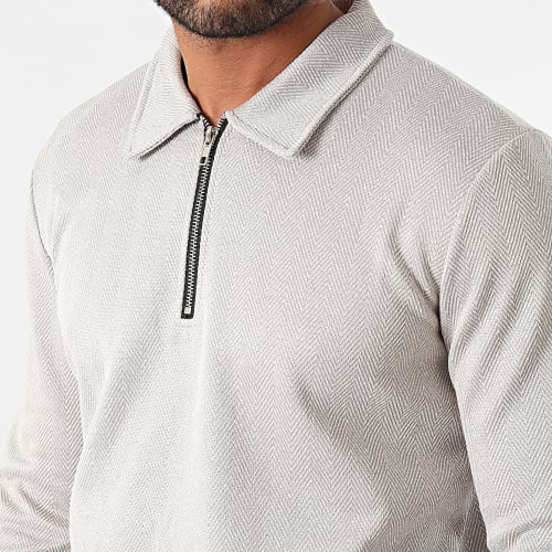 Polo Manches Longues Beige Taupe