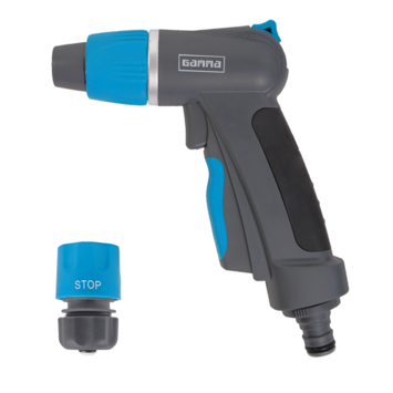 GAMMA sproeiaccessoires spuitpistoolset 2-delig luxe grijs met blauw 1/2 inch