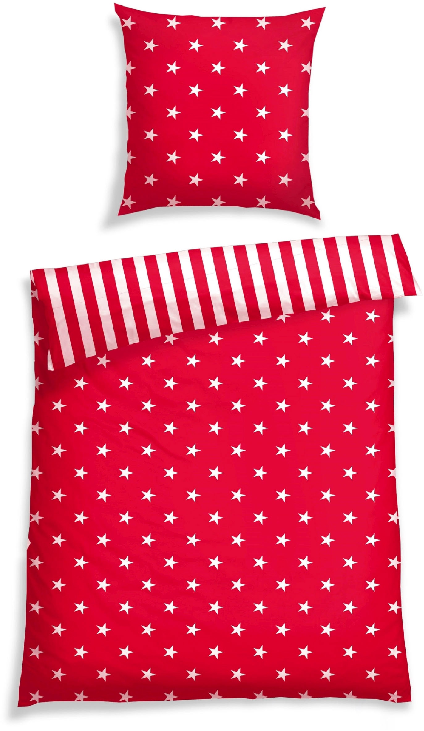 Schiesser Wendebettwäsche »Stars & Stripes aus weicher Baumwolle mit Sternenprint« 2 Stk. tlg. MADE IN GREEN by OEKO-TEX®-zertifiziert