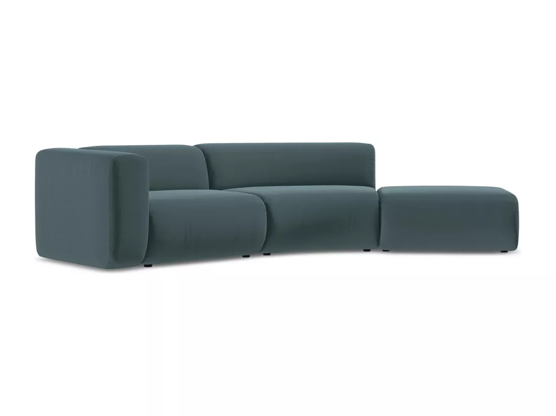Canapé modulable 4 places droit en velours - marin - EKAHI